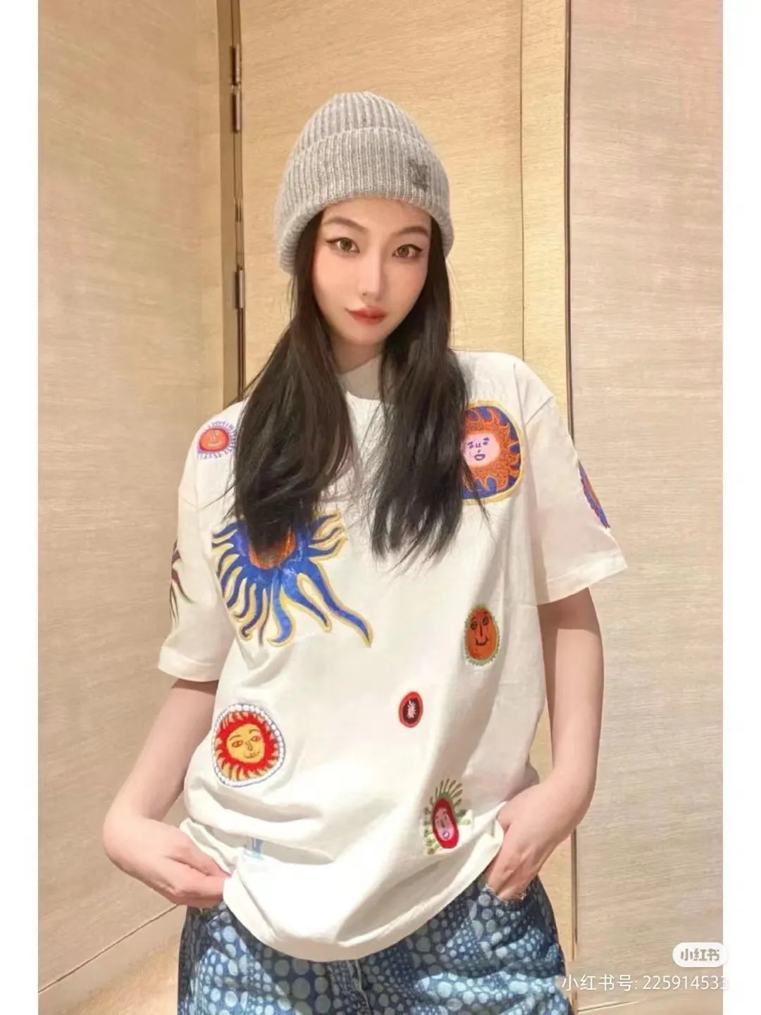 Louis Vuitton/Louis Vuitton sunflower embroidered short sleeves